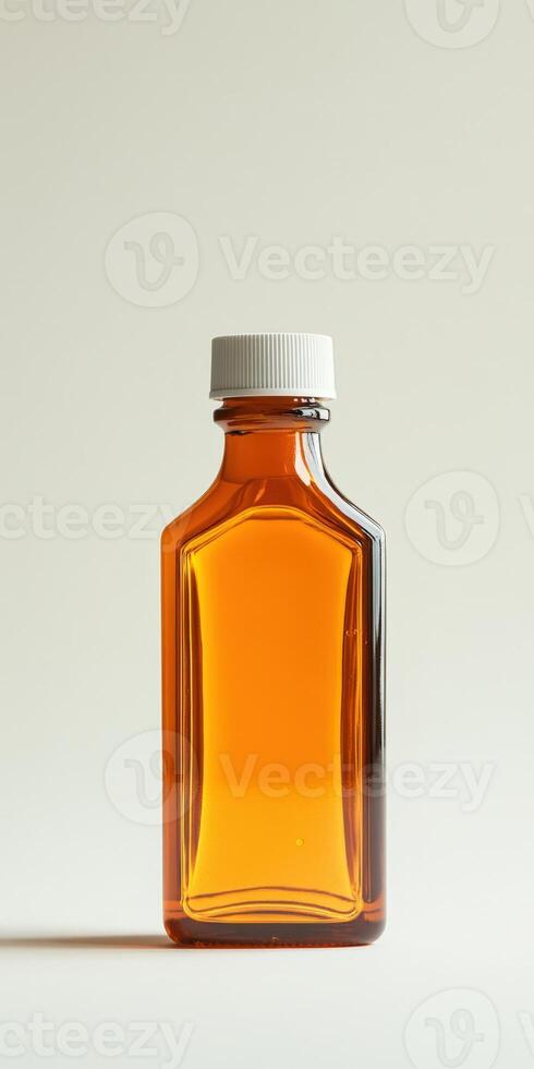 Amber Bottle with White Cap photo