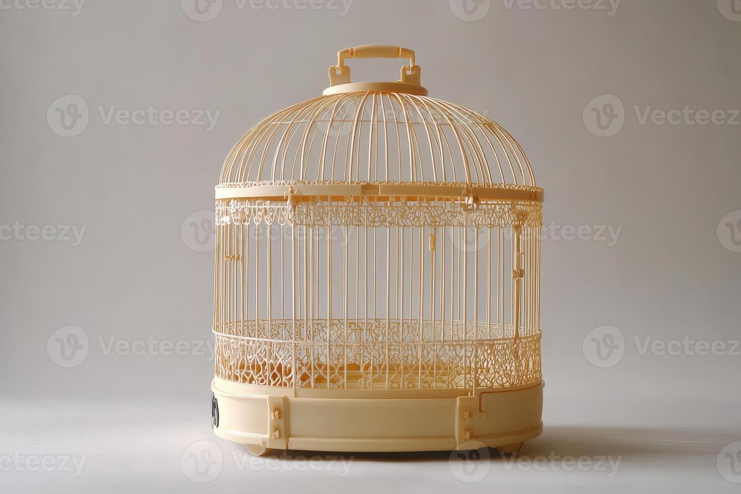 A small bird cage with a white background photo