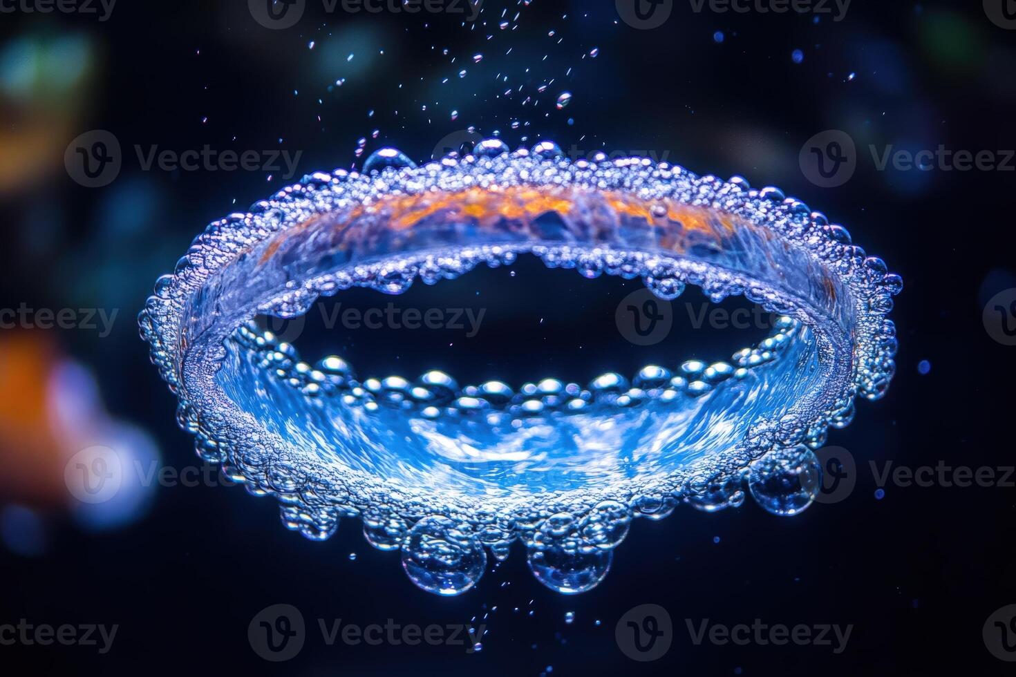 A ring of bubbles in an aquarium photo