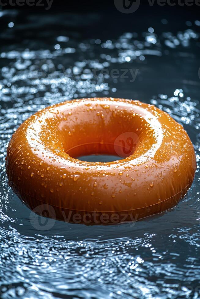 A life ring floating in the water photo