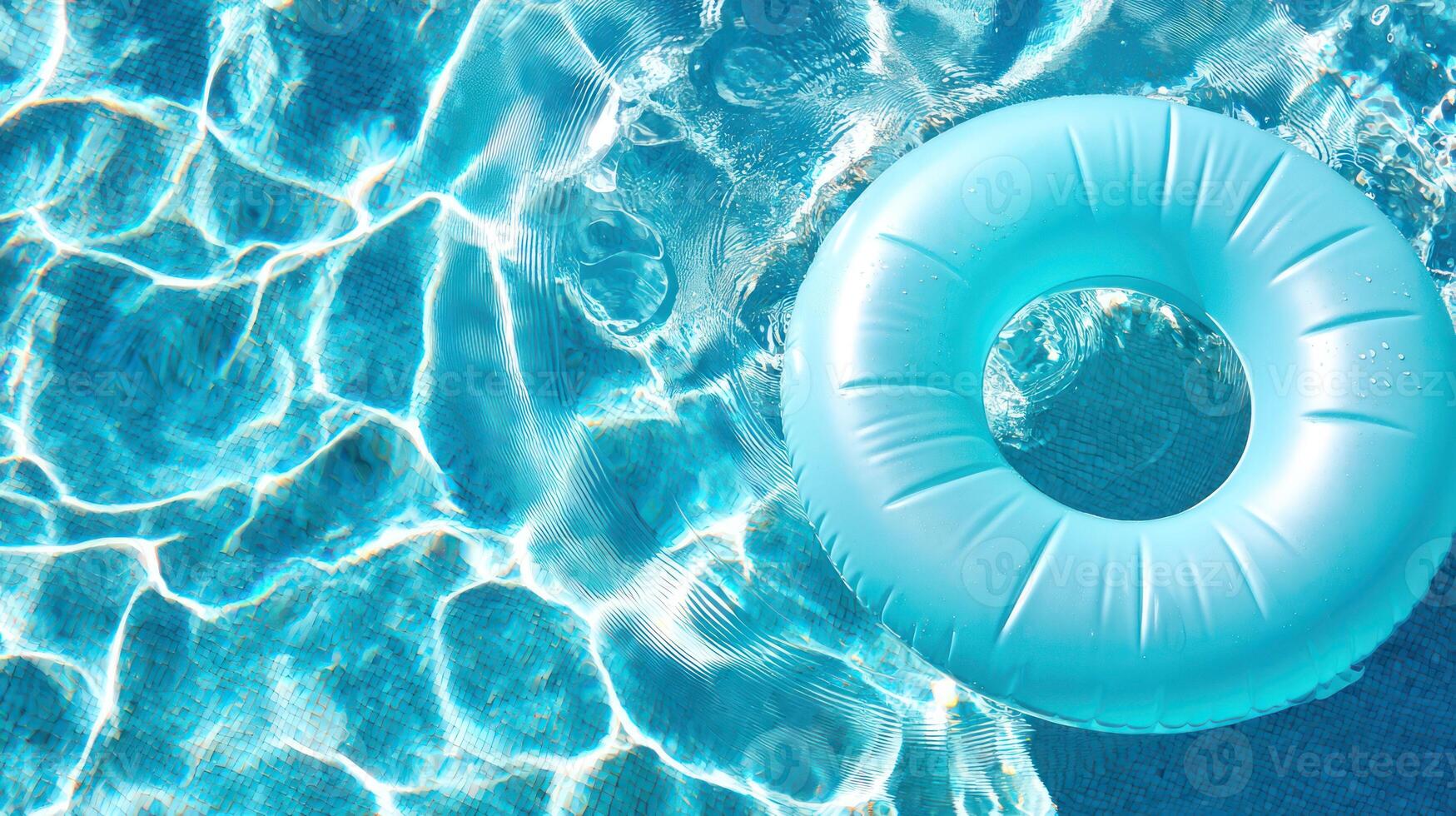 Blue Inflatable Float in Sparkling Pool Water Summer Background photo