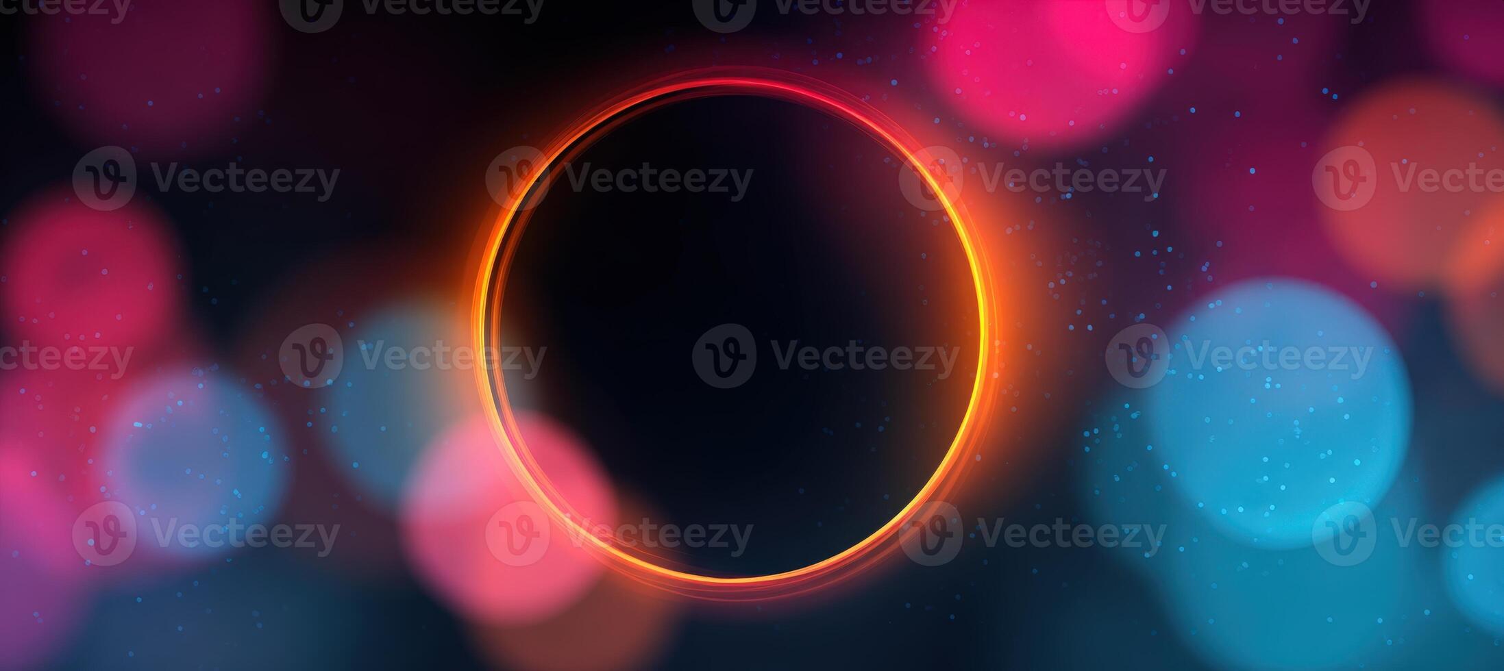 Digital Background with Glowing Circle and Colorful Blurred Shapes photo