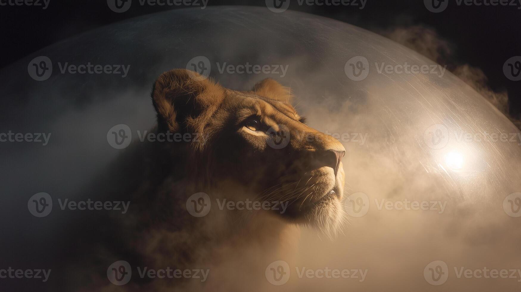 This Exploration of extinct species like the Barbary lion and saber-toothed tiger through unique AI art. photo