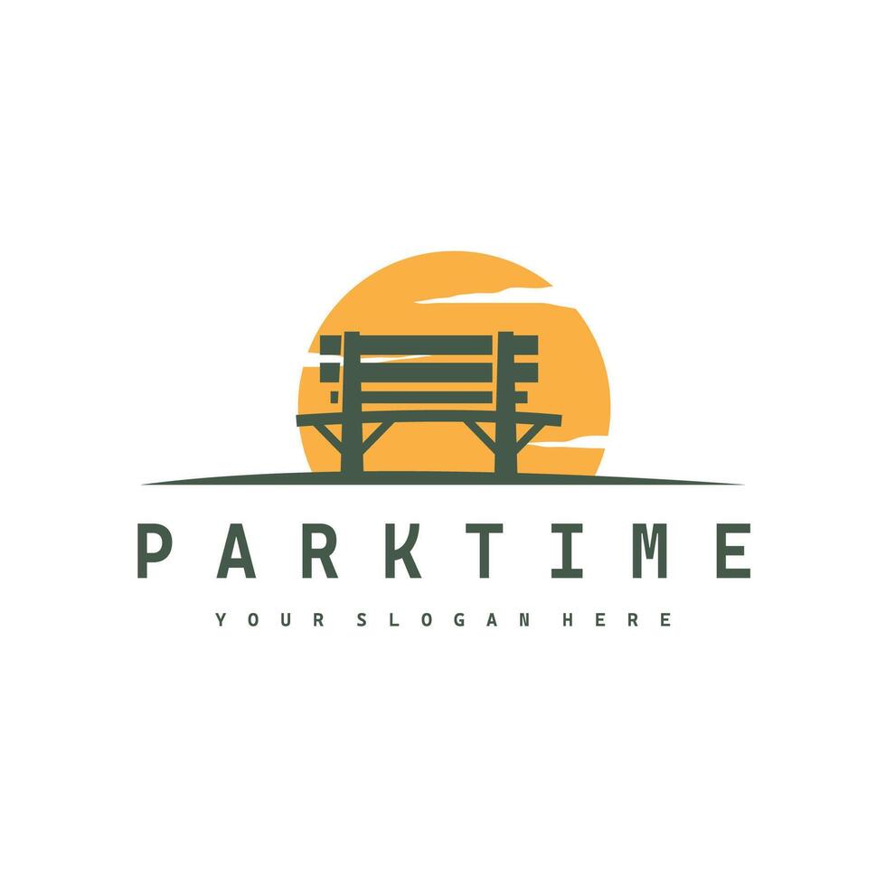 simple park logo concept, with beautiful and comfortable tree and chair concept for relaxing and playing simple design template illustration poster brand vector
