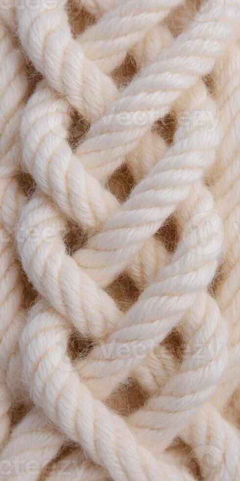 Intricate macro view of cream braided macrame knots for craft design inspiration photo