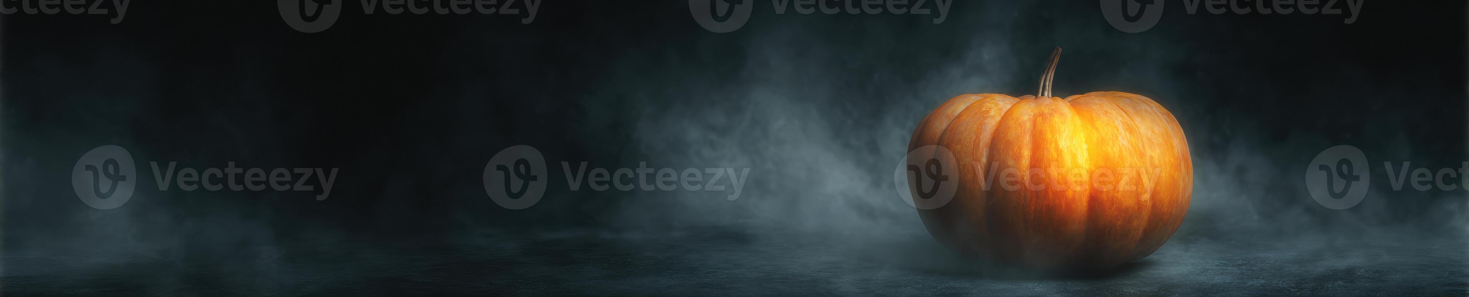 Minimalist Halloween greeting mockup with illuminated pumpkin photo