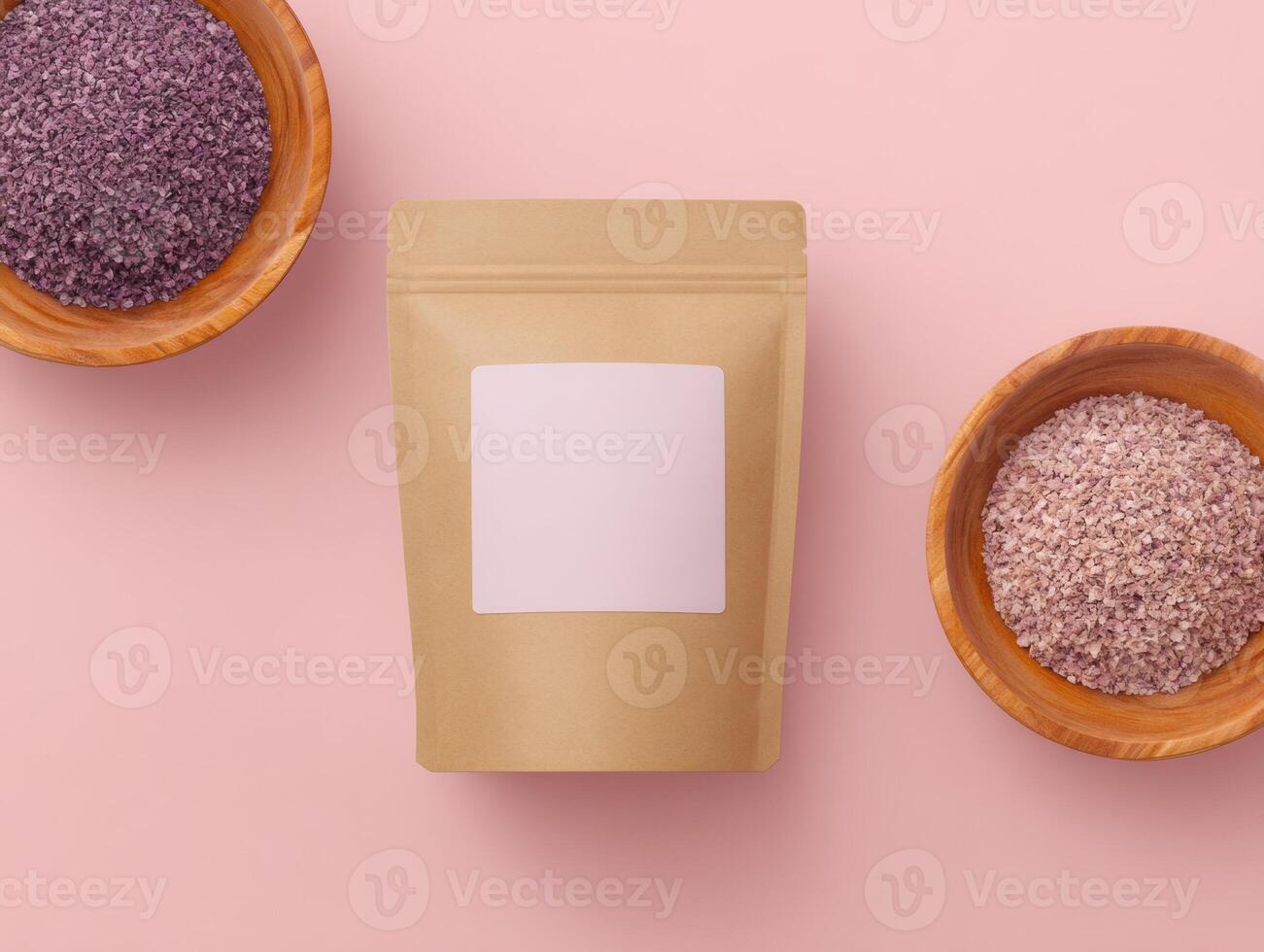 Minimalist branding mockup for superfood packaging with natural ingredients photo