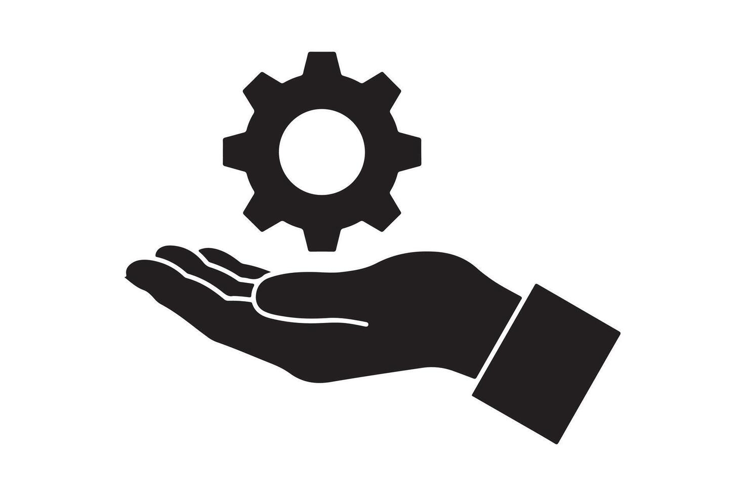 Hand Holding Gear Symbol Concept for Solutions and Innovation A Symbolic Gesture for Creative Engineering and Problem Solving vector