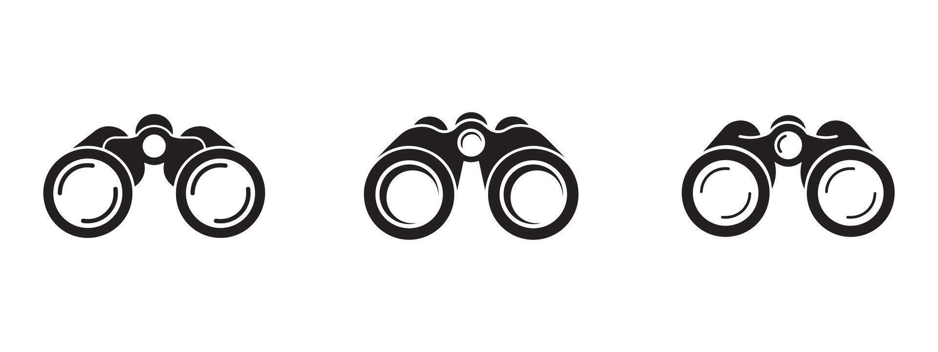 Vision and observation concept featuring three binocular icons showcasing different angles and perspectives on a clean white background vector