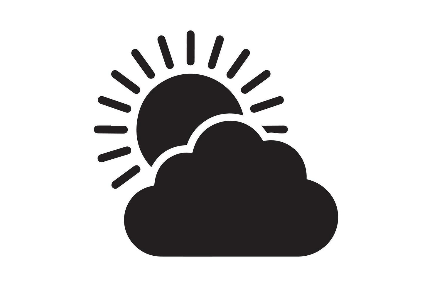 Sun behind a Cloud Icon Weather Forecast Graphic Symbol Black and White Illustration Representing Meteorology and Sunlight vector