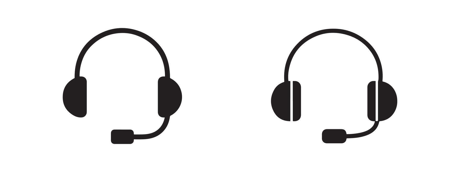 Black and White Headset Icon Set Perfect for Call Centers Customer Support and Telecommunications Services Providing Crystal Clear Communication vector