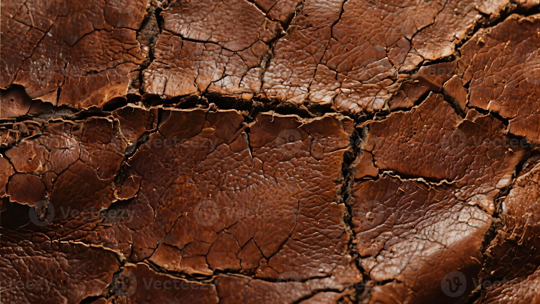 Close-up texture of cracked dark brown leather, showing detailed surface with wrinkles and crevices, vintage distressed material background photo
