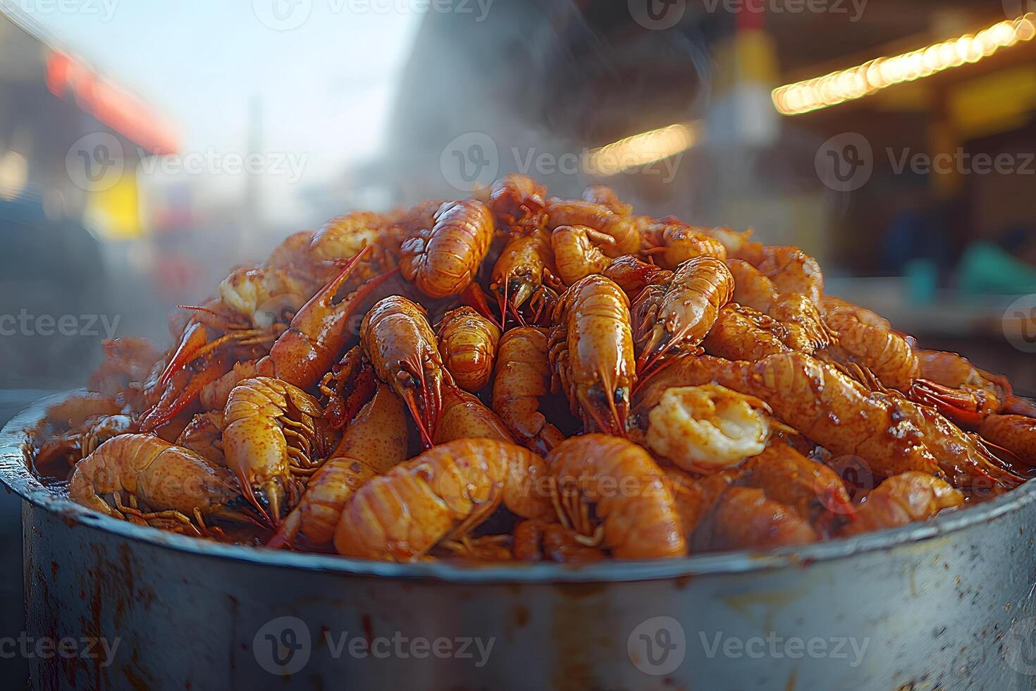 Steaming Cajun Seafood Feast Ready for Outdoor Festival Enjoyment photo
