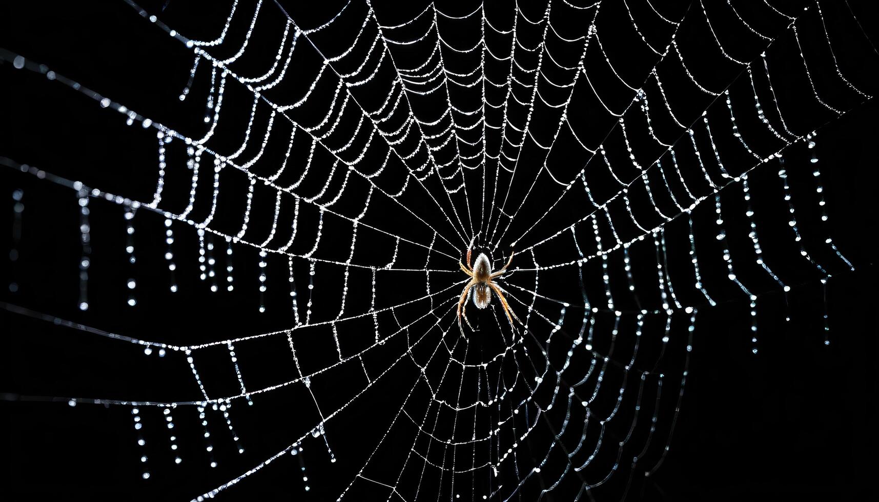 Spider and Dew-Covered Web photo
