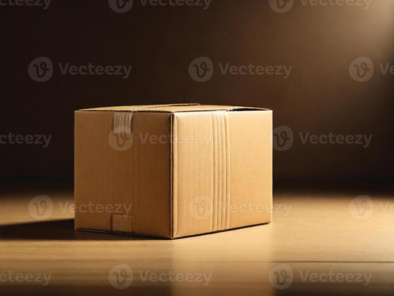 A brown cardboard box sitting on a table photo