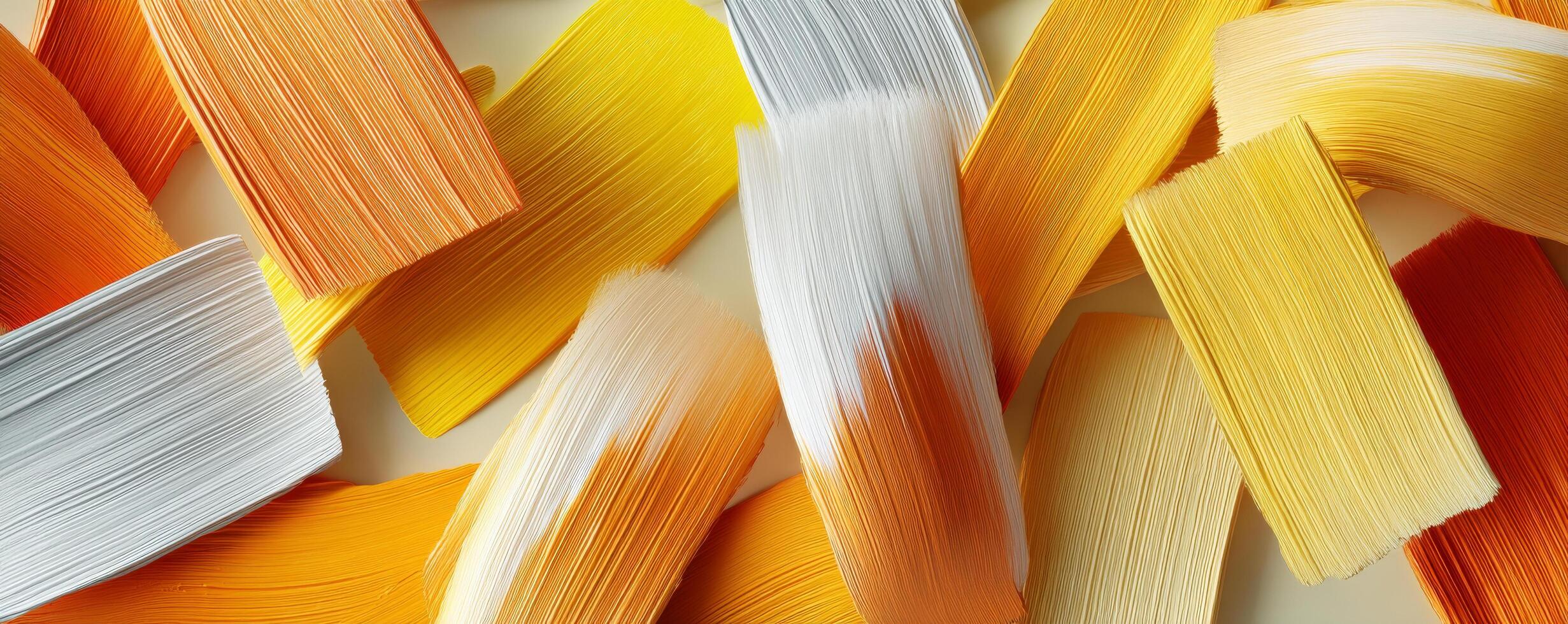 Abstract brushstrokes in yellow, orange, and white tones create vibrant artistic composition photo