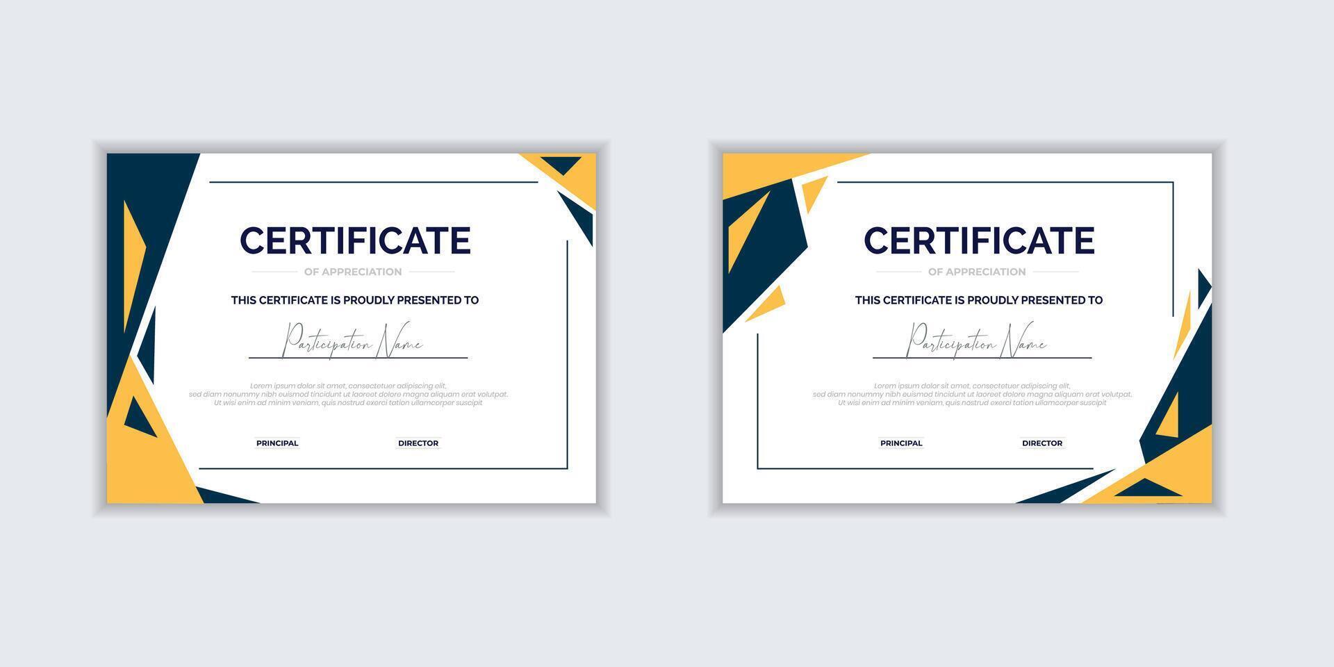Flat design modern certificate template for corporate or awards. For creative award business corporate and education needs vector