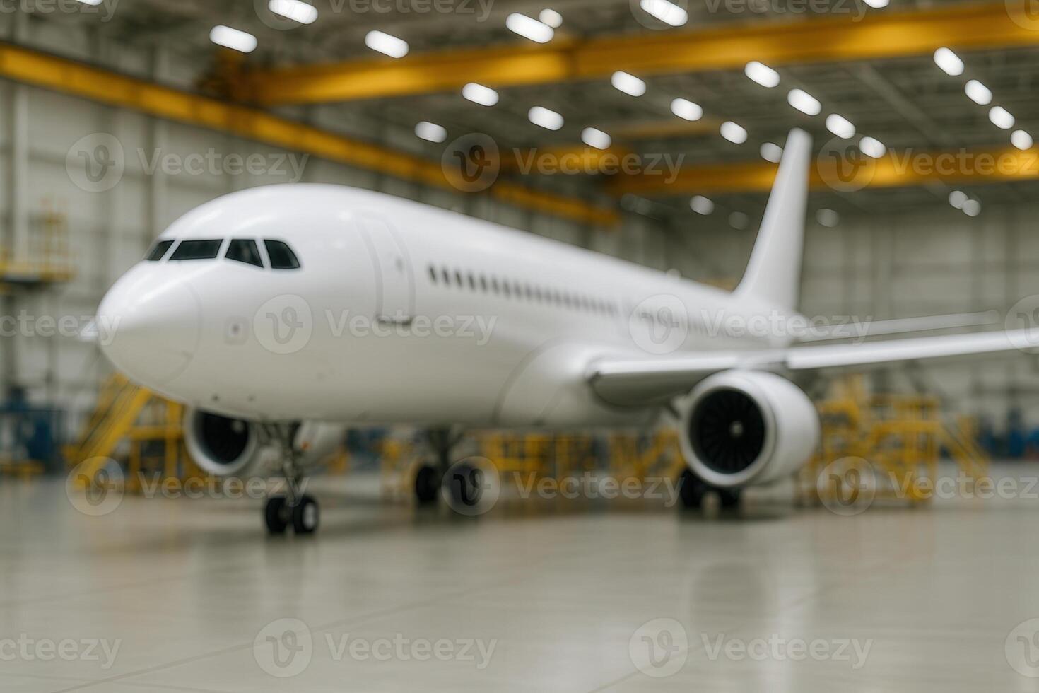 Airplane Hangar Featuring Modern Industrial Setting with Engineering Tools and Equipment for Aviation Technology and Manufacturing Processes photo