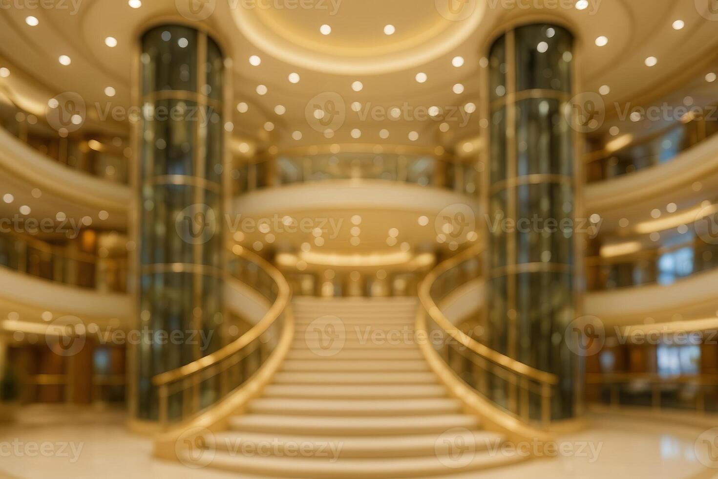 Elegant Luxury Cruise Atrium With Grand Staircase and Modern Design Elements in a Bright Ambient Setting photo