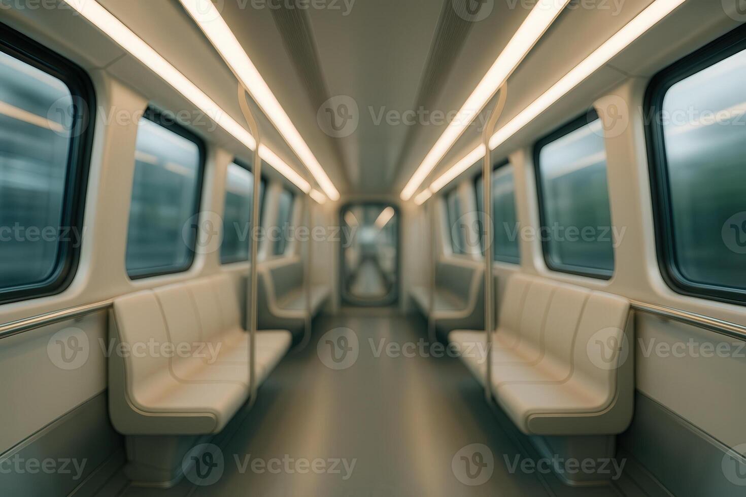 Monorail Interior with Soft Ambient Lighting and Blurred Background Creating Modern Transit Atmosphere photo