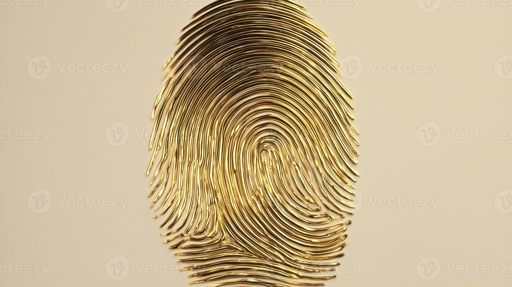 Detailed view of a golden fingerprint design highlights the intricate patterns used in biometric identification. photo