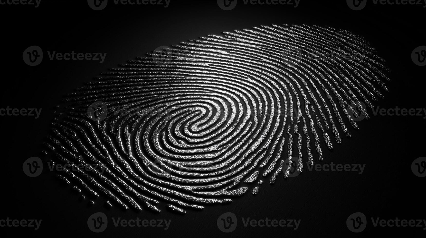 An intricate fingerprint pattern is displayed against a dark background, illustrating the sophistication of biometric technology that can analyze unique identity traits through fingerprints. photo