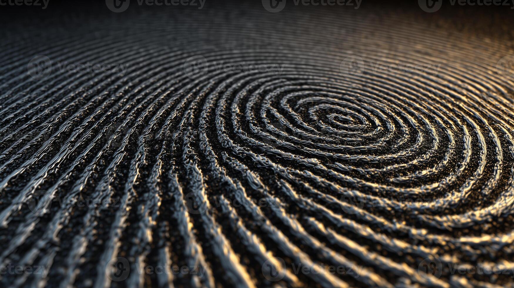 This artwork showcases intricate biometric patterns, focusing on a fingerprint's unique ridges and swirls. The light highlights the detailed textures, enhancing the visual impact. photo