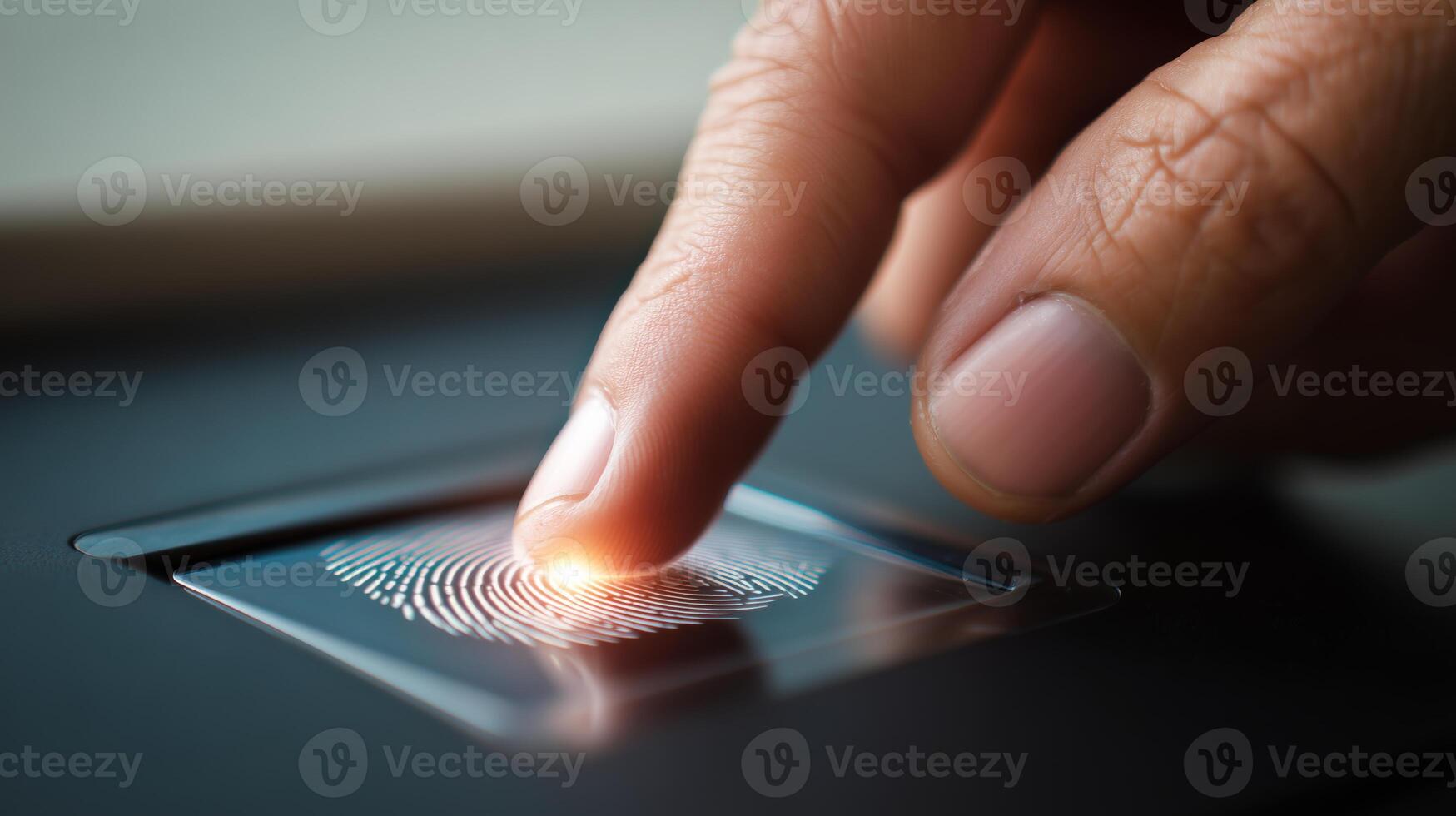 A person is using a biometric scanner to register their fingerprint, highlighting the importance of secure identification methods. This technology is crucial for access control in various settings. photo