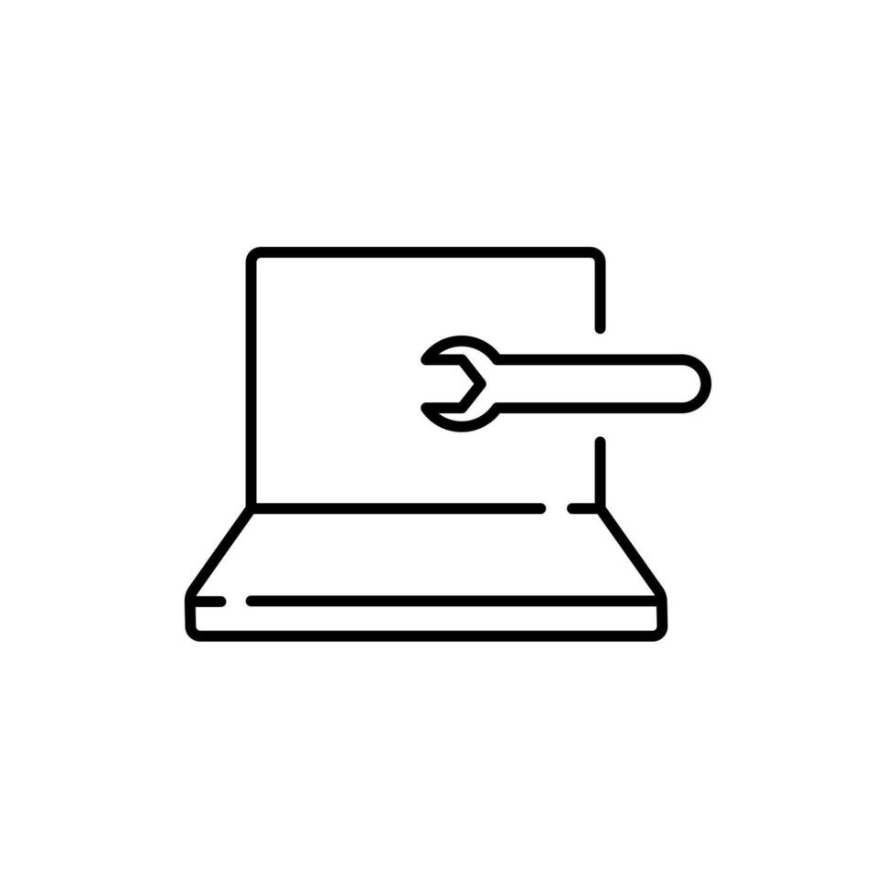 Laptop Repair Outline Line Icon for Graphic and Web Design, Apps, Adverts, Various Cards vector