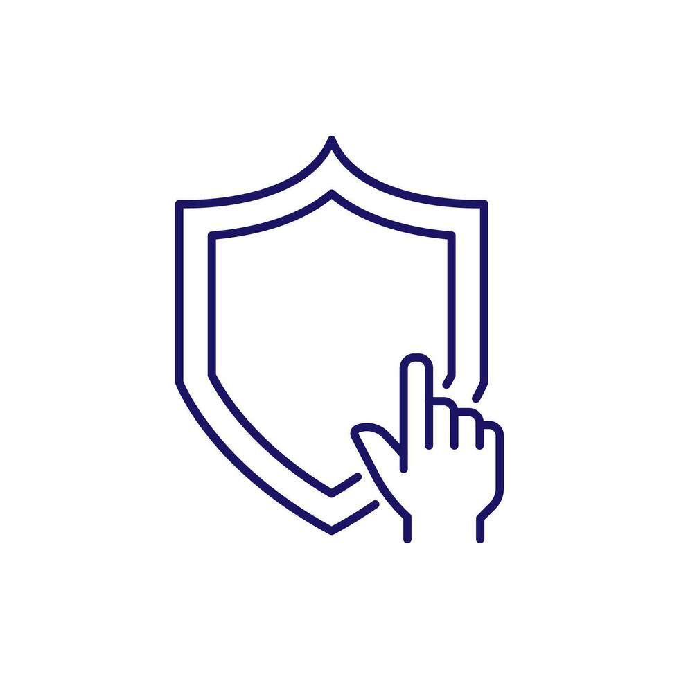 Hand by Shield Outline Symbol for Graphic and Web Design, Apps, Adverts, Various Cards vector