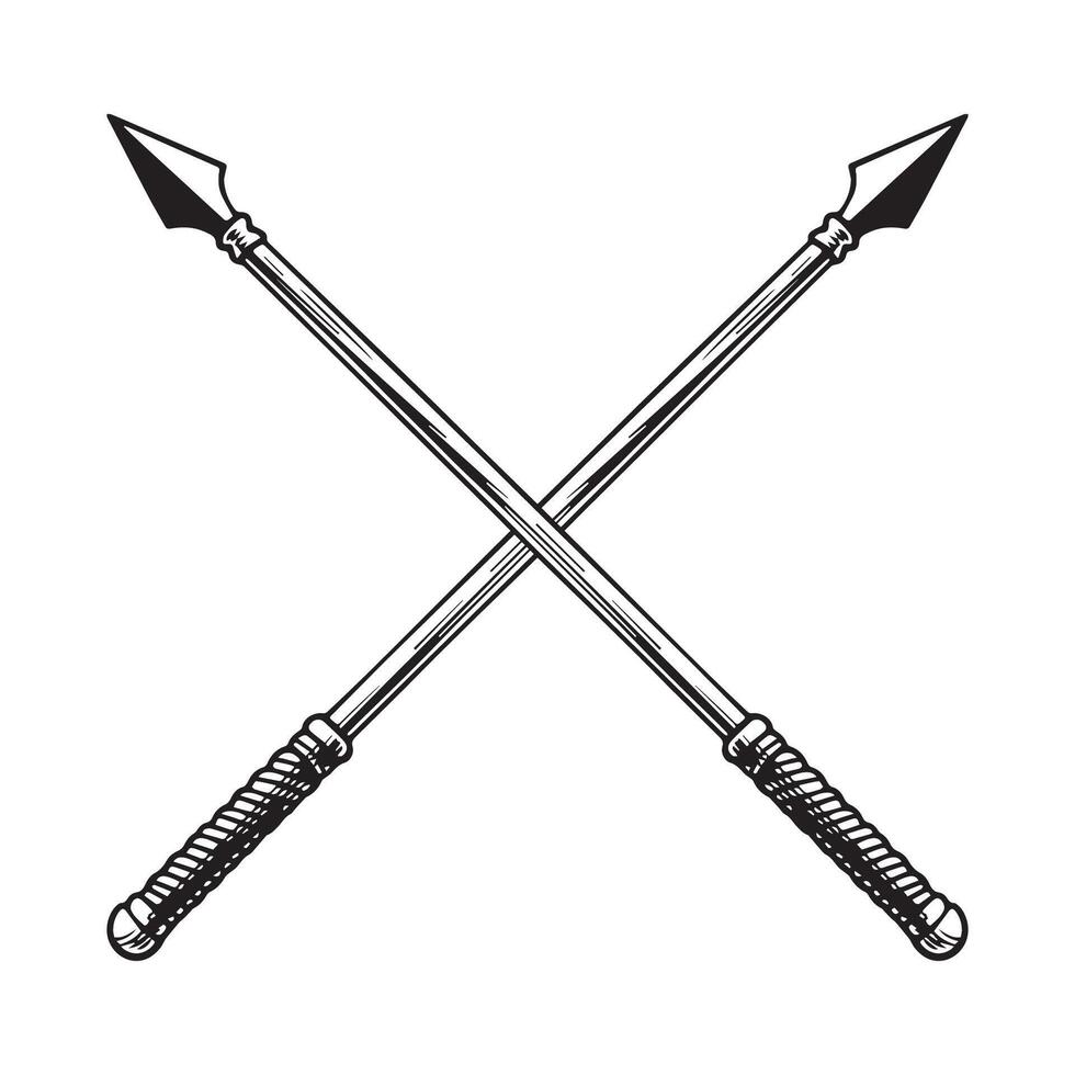 spear engraving illustration vector