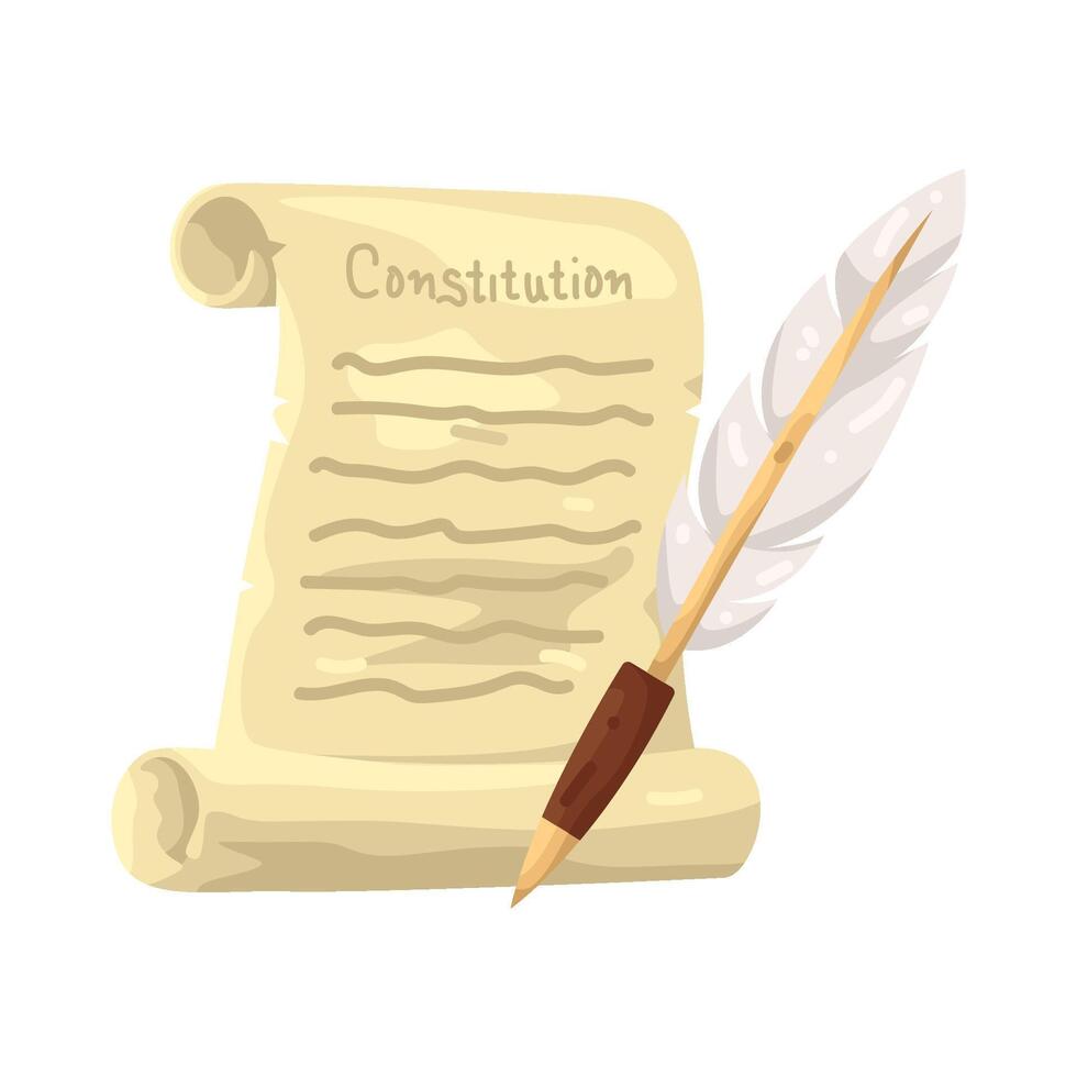 Illustration of Constitution Document with Feather Quill vector