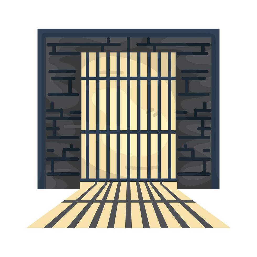 Illustration of a Jail Cell with Metal Bars vector