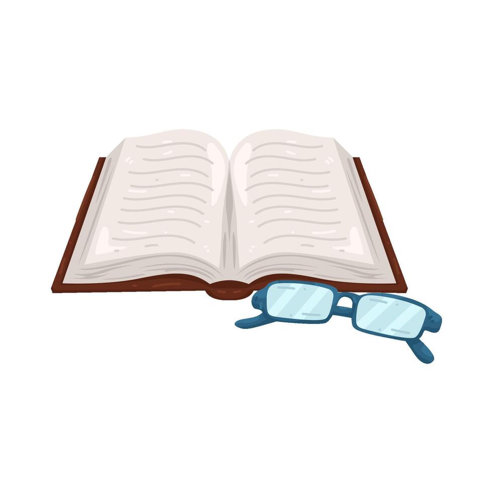 Illustration of Open Book with Reading Glasses vector