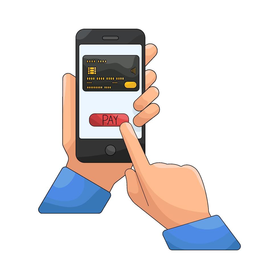 Mobile Payment Using Credit Card on Smartphone Illustration vector