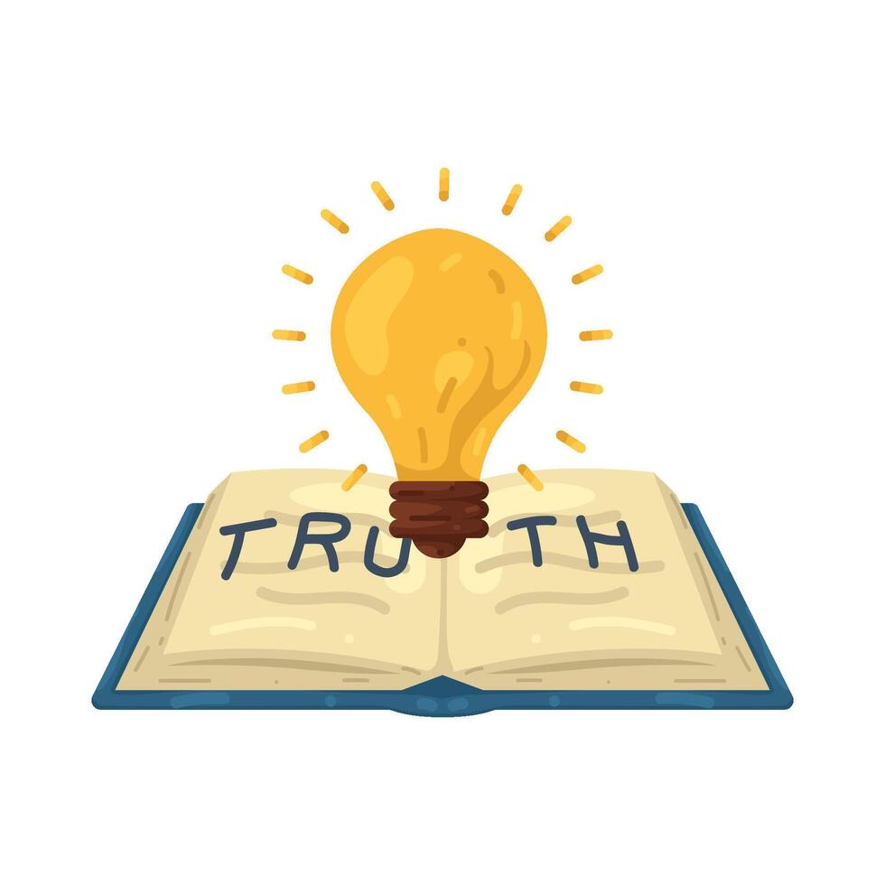Truth Lightbulb on Open Book Illustration vector