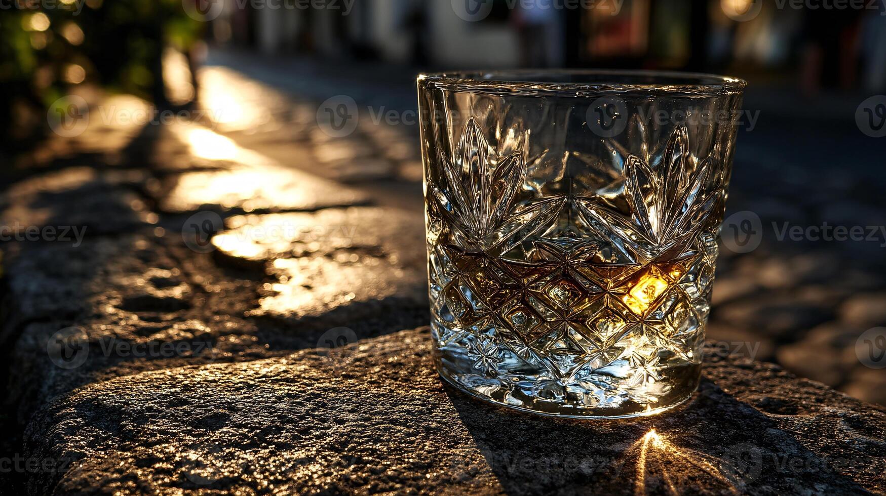 A Clear Glass of Mezcal on a Rustic Stone Surface photo