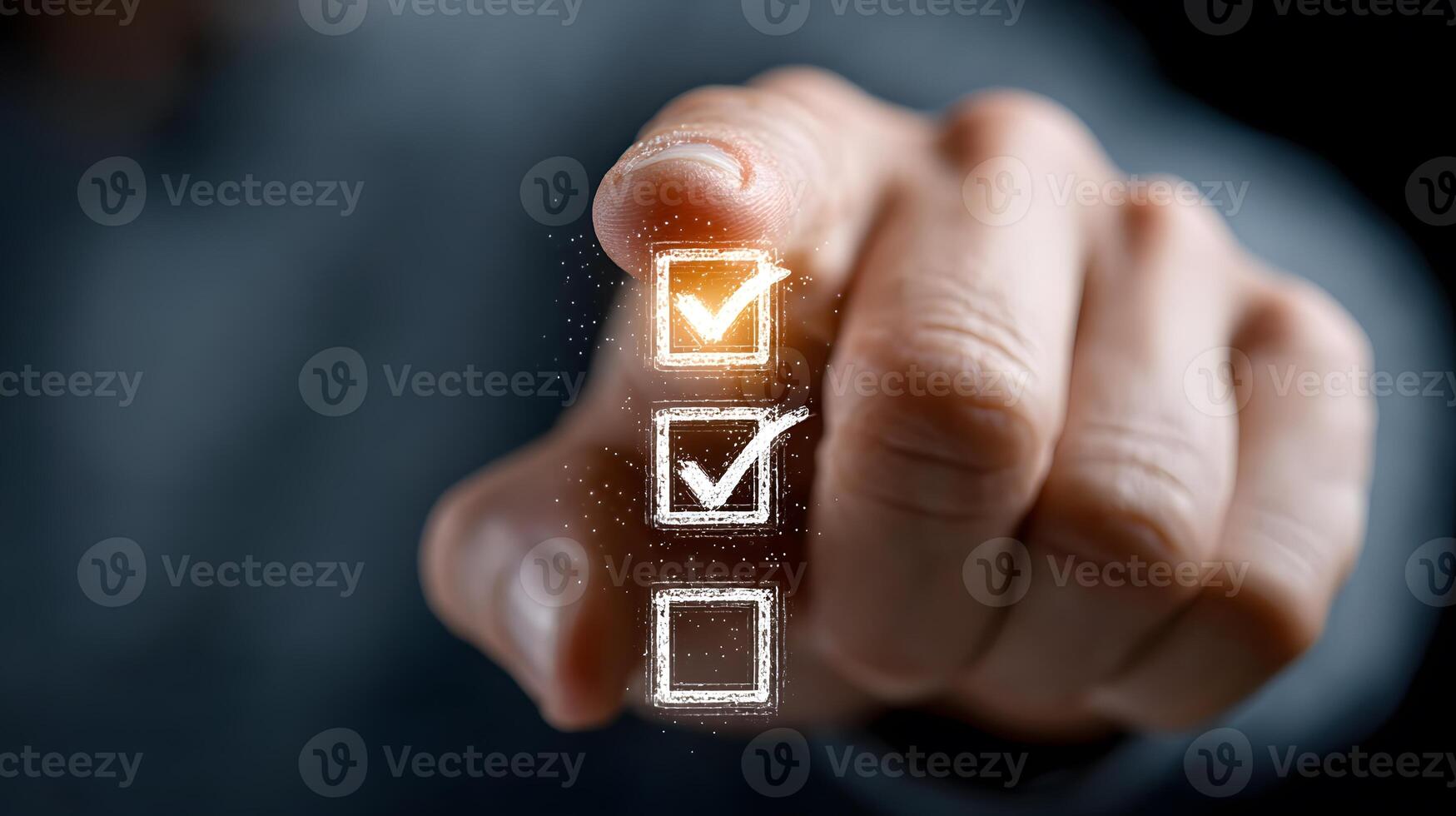 Close-up View of Finger Selecting Tasks on Digital Checklist photo