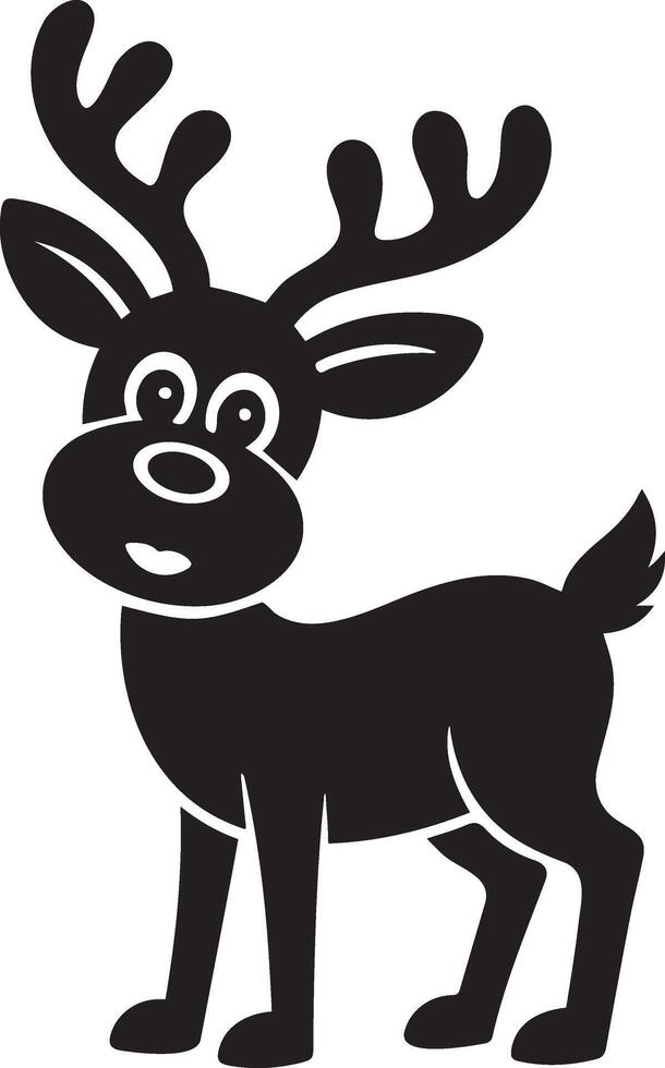 Cute reindeer cartoon silhouette illustration. vector