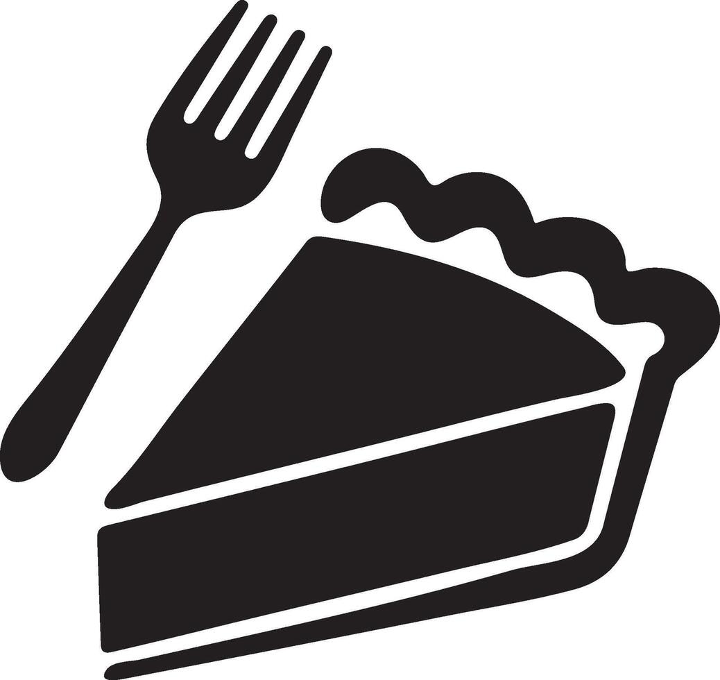 Pie slice and fork silhouette illustration icon vector