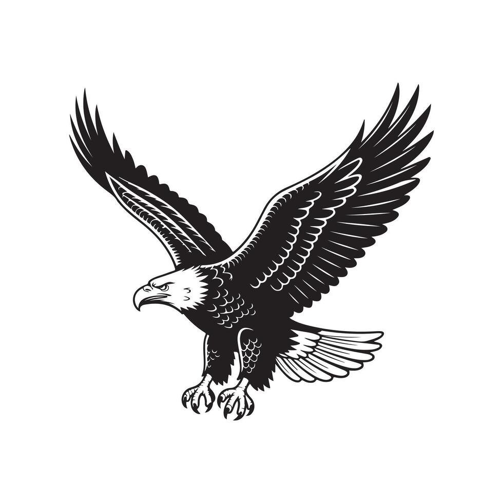 Flying eagle silhouette illustration design vector