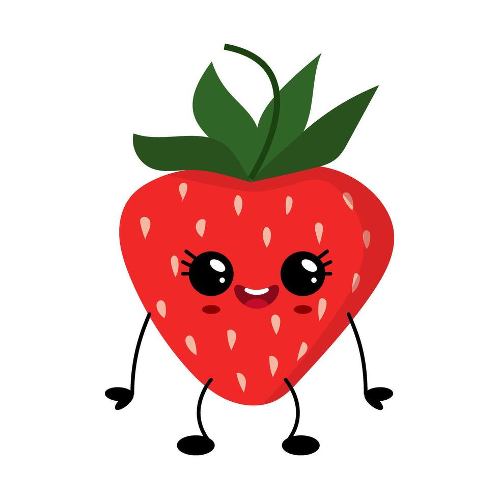 Playful strawberry character with smiling face vector