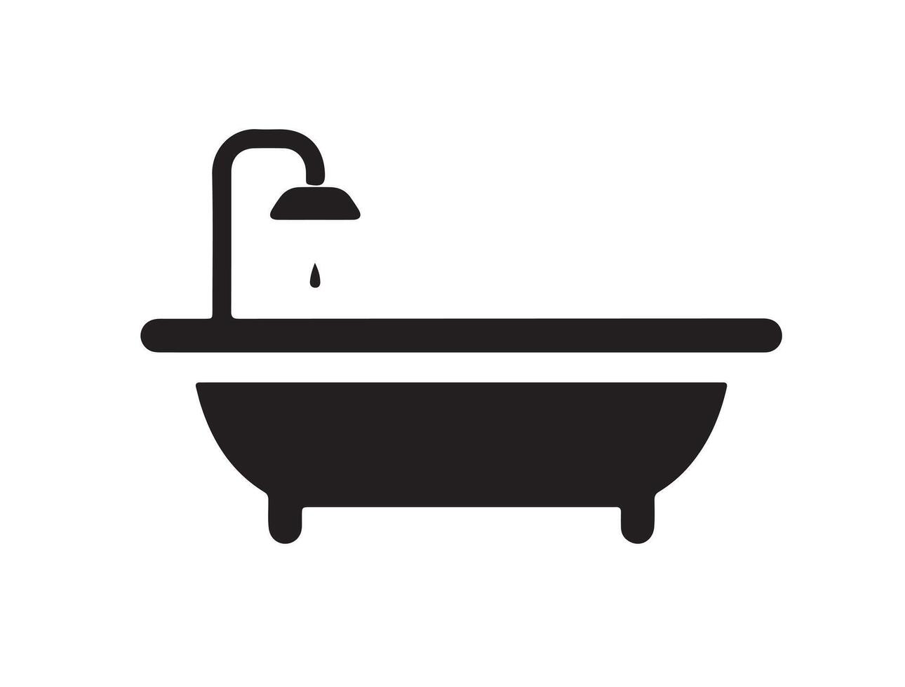 Bath tab in silhouette on white background vector
