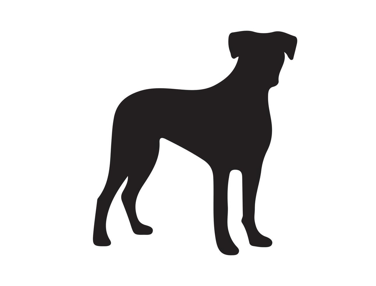 Boxer dog in silhouette on white background vector
