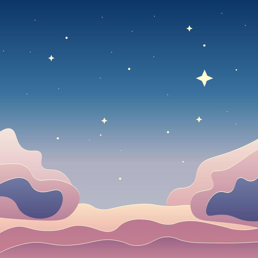 Abstract Trendy Celestial Background Cosmic Stars Clouds Night Sky Fantasy Landscape vector