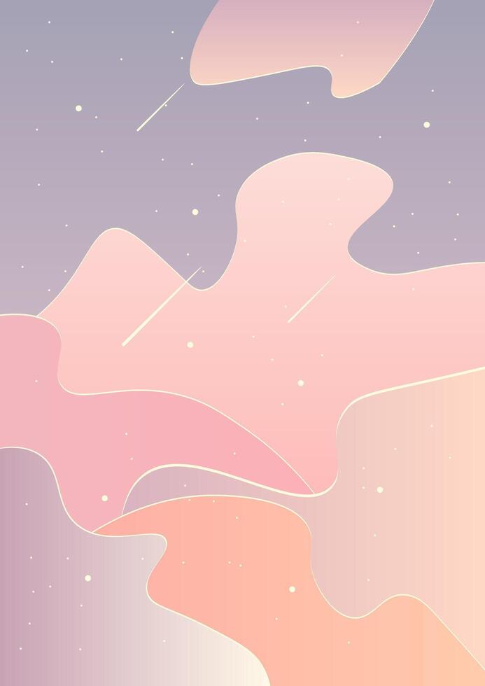 Abstract Trendy Celestial Wallpaper Background Fantasy Landscape Magic Sky Poster Design vector
