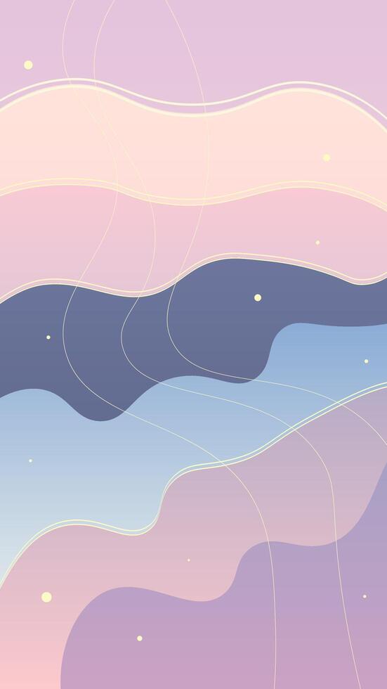 Abstract Retro Trendy Celestial Background Pink Purple Blue Lines Dots vector