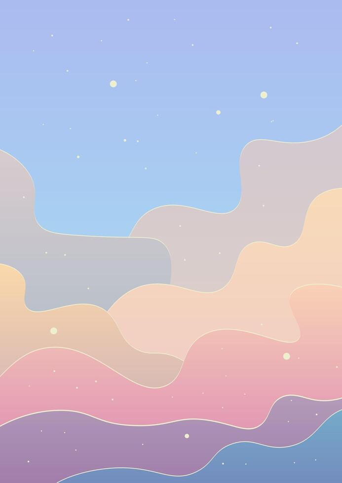 Abstract Trendy Celestial Wallpaper Background Fantasy Landscape Design vector