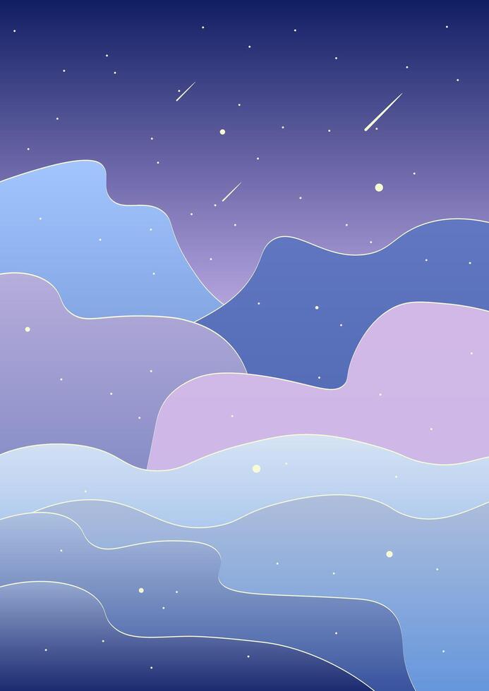 Abstract Trendy Celestial Wallpaper Background Fantasy Landscape Sky Poster Design vector