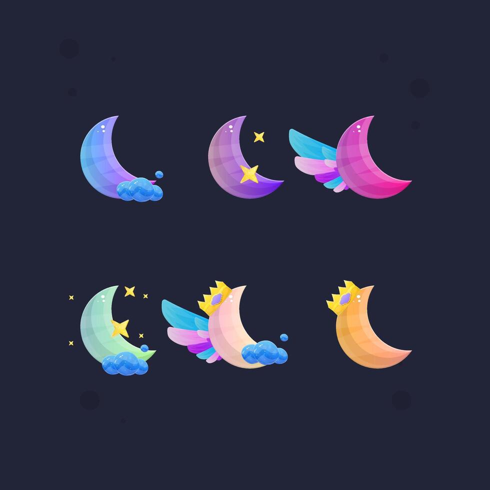 Moon Glossy Blue Game GUI Icon Badge Set Sub Bit Badges Streamer Graphics Games Wings Emblem Twitch Game Icon Badge Set Isolated vector